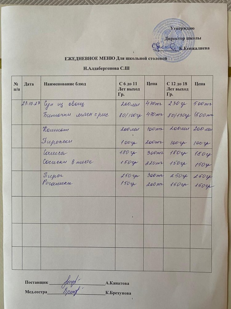 Ас мәзірі 23.10.2023