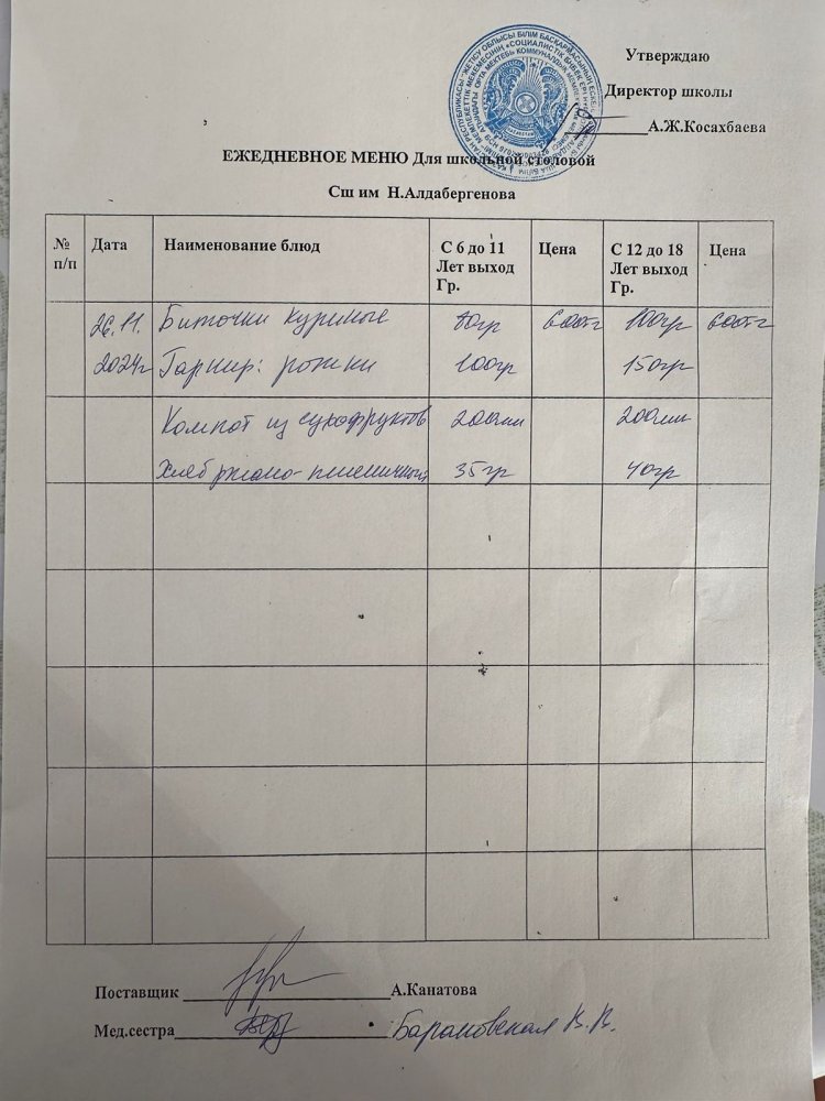 Ас мәзірі 26.11.2024