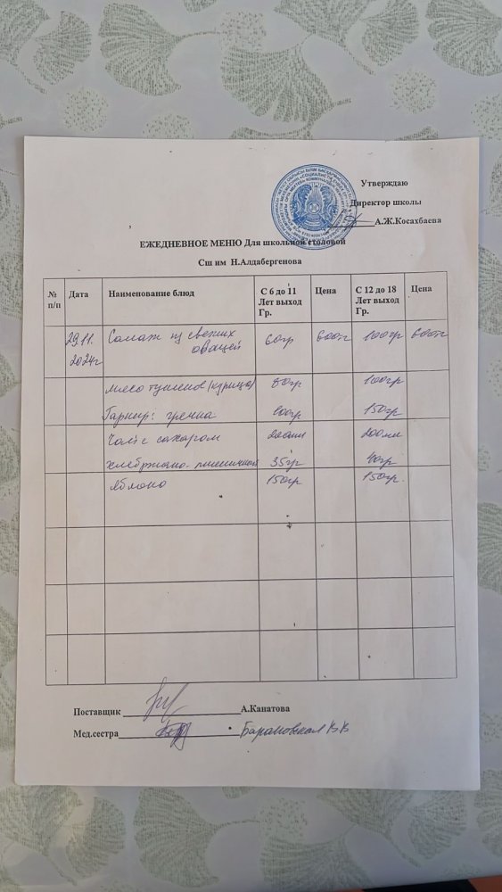 Ас мәзірі 29.11.2024