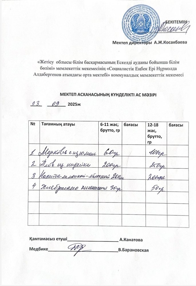 Ас мәзірі 03.09.2025